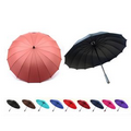 52" Solid Color Stick Umbrella With 16 Panels